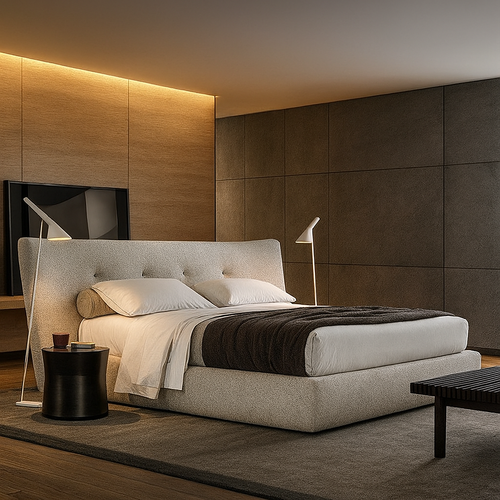 Contemporary Fabric Upholstered Bed Frame