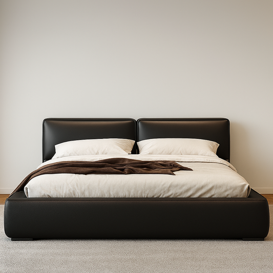 Black Leather Upholstered Bed Frame